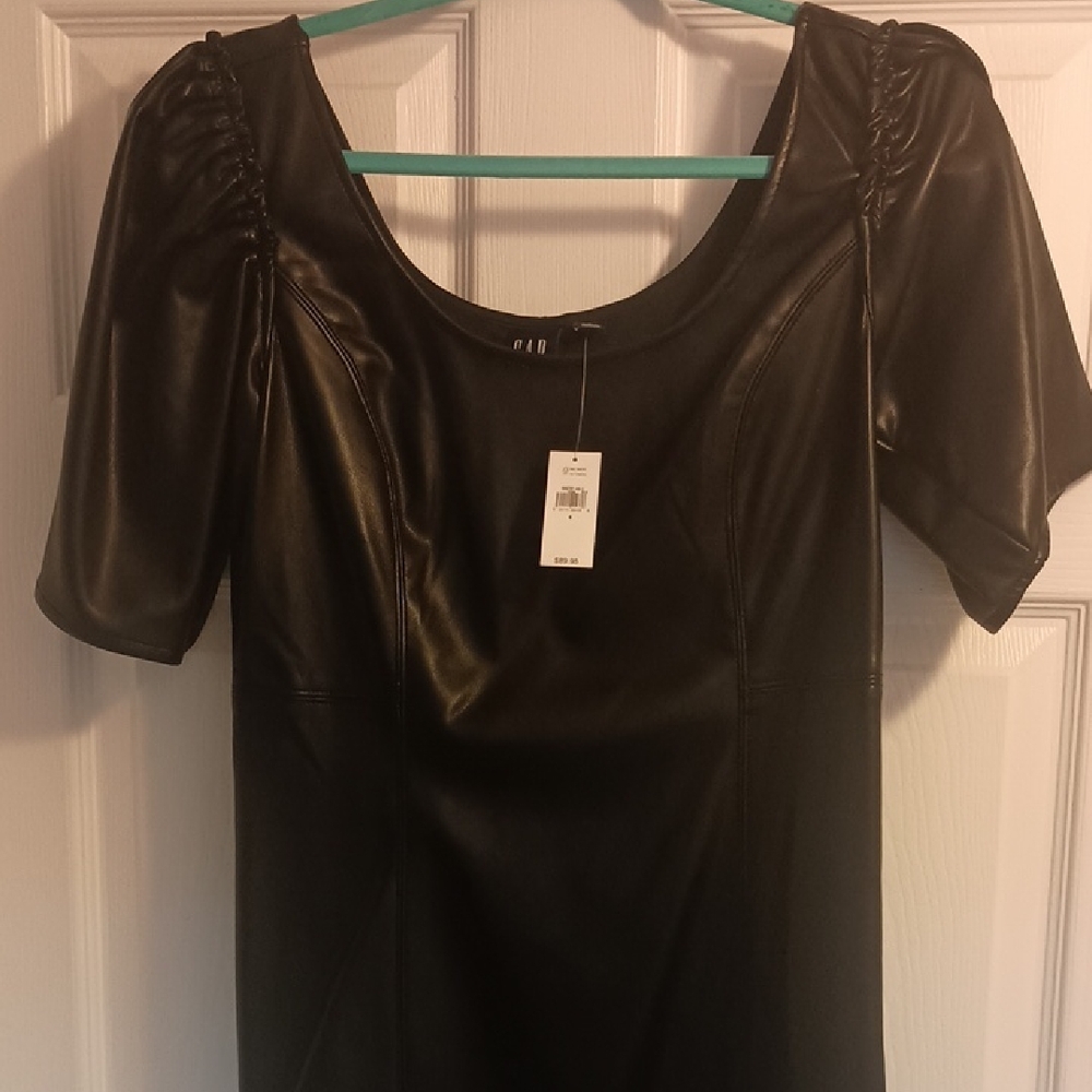 GAP Black Faux Leather Dress
